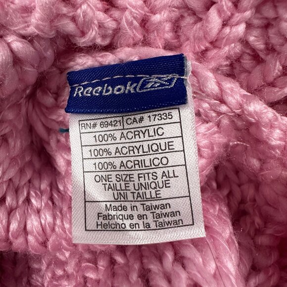 Reebok Women's Pink Knit Beanie Rams Logo One Size Fits All 100% Acrylic - Picture 5 of 8